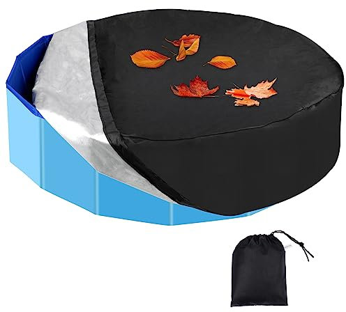 Mfsdai Bâche de piscine ronde pour chien - Pliable - Résistante aux UV - Avec cordon de serrage - Imperméable et résistante à la poussière
