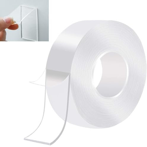 Double Sided Tape - Heavy Duty, Strong Double Sided Sticky Tape, Strong Nano Mounting Tape Extra(5M/16.4FT), Multipurpose Clear Adhesive Tape, Picture Hanging Strips, for Carpet Mats/Photos Frames