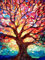 BEAYIOU Baum malen nach Zahlen für Erwachsene, Glasmalerei nach Zahlen auf Leinwand ohne Rahmen, DIY Bäume Ölgemälde für Home Wall Decor Geschenk (30X40CM)