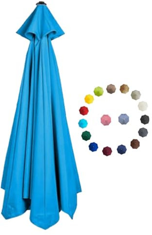 Replacement Parasol Canopy 2.0/2.3/2.7/3.0m Patio Umbrella Replacement Canopy 6 Arms/8 Arms Canopy Replacement Cover for Garden Market Beach Umbrella ( Color : Light blue , Size : 3.0m/10FT-6Ribs )