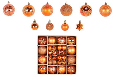 44 palline di Natale ornamenti con corda palline decorative per albero di Natale arancione