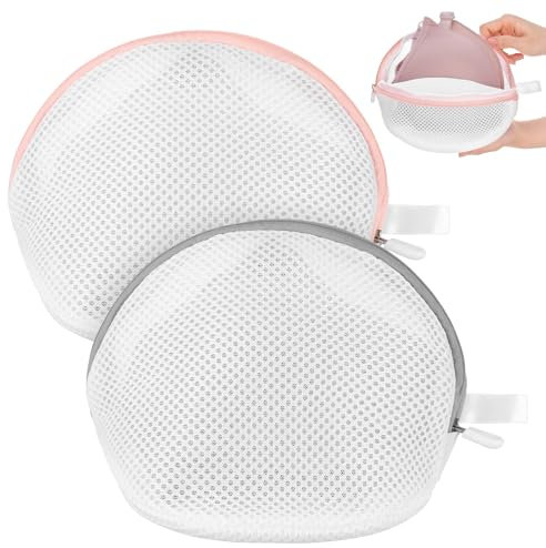 cobee BH Wäschenetz, 2 Stück Netz-Wäschesäcke Wäschenetz für Waschmaschine Wäschenetz BHS mit Reißverschluss Wiederverwendbare Wäschesack Wäschesäcke für Kleidung Unterwäsche BHs(rosa+grau)