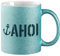 Huuraa Glitzertasse Ahoi Anker Seemannsgruß Geschenk 330ml Blau Ahoi Anker Präsent