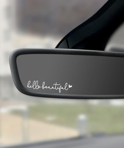 Flaconi Auto-aufkleber,Hello Beautiful Rückspiegel-Aufkleber,Vinyl Rückspiegel Aufkleber,Heckscheibenaufkleber Auto,Autoaufkleber,Heckscheibenaufkleber für Autorückspiegel,Mädchen und Frauen (Weiß)
