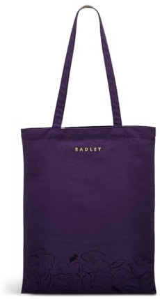 RADLEY London Responsible - Linear Bloom - Bolsa grande de lona con cremallera, color ciruela oscuro, Dark Plum, Talla única