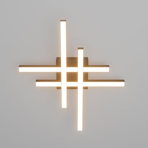 Klighten Deckenleuchte LED 24W 1960 Lumen, 4 Flammig Deckenlampe, Flurlampe Decke Modern, Leiste Deckenbeleuchtung für Schlafzimmer Flur Küche Wohnzimmer, 43 x 39 cm, Warmweiß 3000K, Schwarz