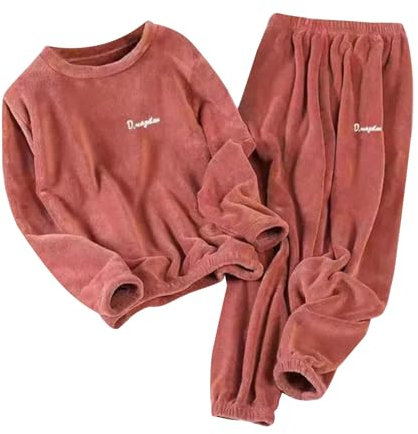 Pigiama Sexydonna Invernale Women's Warm Suit Pajamas for Women Winter Coral Velvet 2024 New Thickened Plus Velvet Large Size Casual Wearable Home Set Pigiama Famiglia Camicia da Notte (RD1, XXXXL)