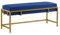 BETTSO - Elegante Sitzbank LAMO - Polsterbank mit Metalbeinen - Moderner Bettbank - Garderobenbank - Sitzhocker Wohnzimmer, Schlafzimmer, Flur - Metalfarbe Gold - Stofffarbe Marineblau - 100x35x45cm
