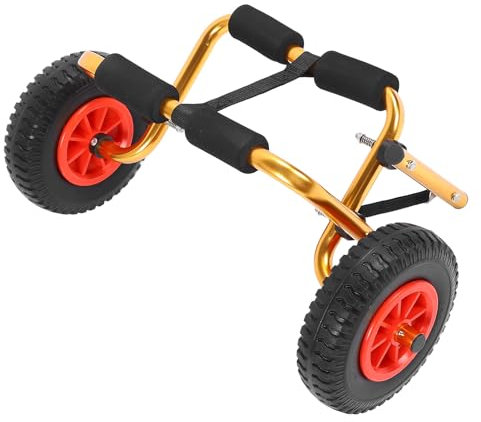 Dolly de Remorque, Chariot de Transporteur de canoë avec des Pneus Solides 10 Pouces Ajustement Universel en Aluminium Pliable Réglable pour Le Transport de Petits Bateaux en