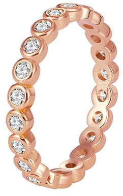 Homxi Eheringe 585 Rotgold,Rund mit Moissanit Rosegold Eheringe und Verlobungsringe Damen Ringe Gr. 53 (16.9)