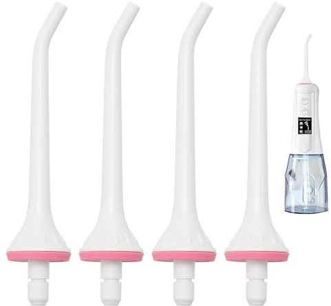 4pcs Water Flosser Replacement Jet Tip Nozzles, Water Flosser Heads Replacement Compatible with Hangsun, Waterpik, Nicwell, COSLUS, Mospro, Zerhunt Oral Irrigators, Nozzle Tips Oral Care White