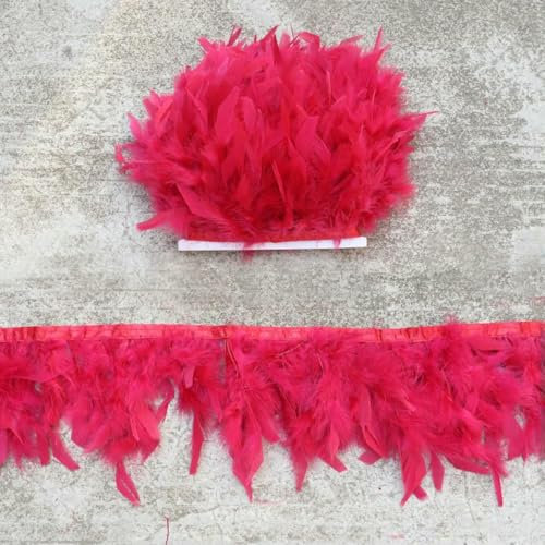 Adorno de plumas de pavo azul (1/5/10 metros), 10-15 cm, flecos de plumas naturales para boda, ropa, decoración, costura, manualidades, accesorios, color vino tinto, 10 metros