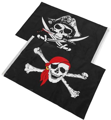 BESPORTBLE 2 Piezas Banderines Decorativos de Halloween Banderas de Pirata para Fiestas Temáticas y Decoración del