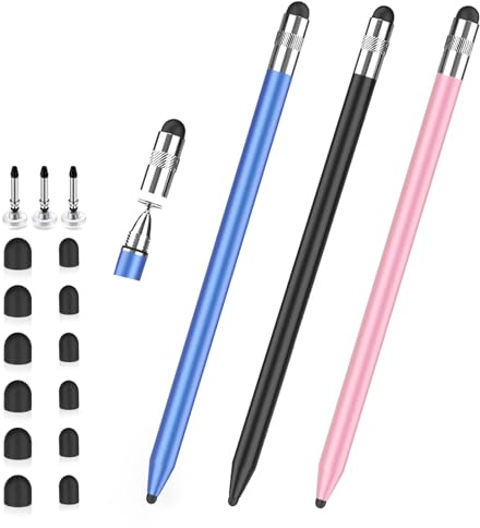 Stylus Pen for Touchscreen, 3-in-1 Rubber Disc Stylus, High Sensitivity and Precision, Universal Stylus Pen Compatible for Ipad,iPhone Android Kindle All Capacitive Tablets