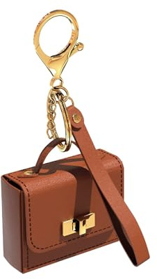 LAOYEFACAI Mini porte-monnaie porte-clés en cuir PU Petit sac décoratif pour trousseau de clés Téléphone portable Porte-monnaie Cadeau pour petite amie Femmes (Brown)