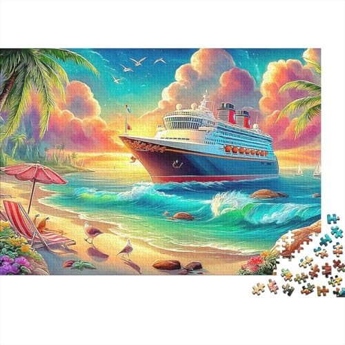 Seaside Scenery 1000 Piece Jigsaw Puzzle for Kids And Adults Tropical Cruise Ship Brainteasing Jigsaws Challenge Games Fun Present & Activity 38x26cm/1000pcs