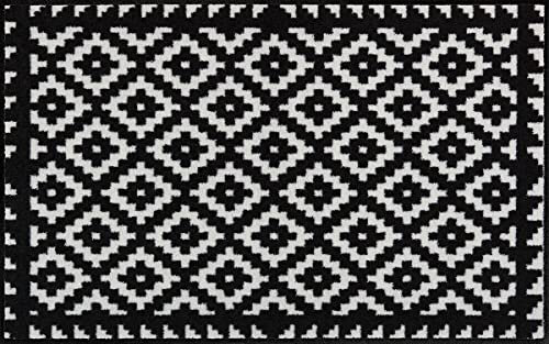 Salonloewe Fußmatte waschbar Tabuk Black & White 75 x 120 cm Sauberlaufmatte Läufer schwarz-weiß-Gemustert Design rutschfest