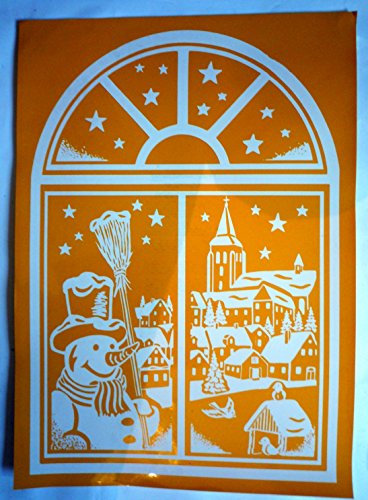 XXXL RETRO KULT 68 x 48,5 cm groß FENSTER RUNDFENSTER MIT SCHNEEMANN UND WEIHNACHTSDORF WINTER UND STERNE , Fensterdekoration Fensterbild, Fensteraufkleber, MADE IN GERMANY Wandtattoo Deko Sticker, Weihnachtsdekoration, Schaufenster In- und Outdoor , Kinderzimmer, Winter Basteln Spielen Kleben, Bunte Klebebilder für das Fenster Sticker, Weihnachten Rentier Tannenbaum Geschenke Weihnachtskalender Nikolaus Engel Christmas Schneemann