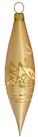 Jingle Bells Lauscha Christbaumkugel Olive Gold matt mit Winterlandschaft 4 Stück