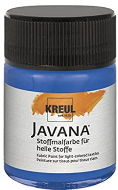 KREUL 91907 - Javana Peinture pour tissus clairs, pot de 50 ml en bleu royal, peinture souple à base d'eau au caractère crémeux, pénètre en profondeur dans les fibres
