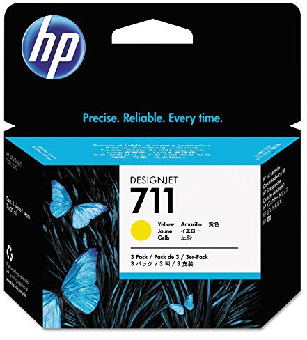 HP Original Tinte passend DesignJet T 520 711 CZ136A - 3X Premium Drucker-Patrone - Gelb - 3 x 29 ml