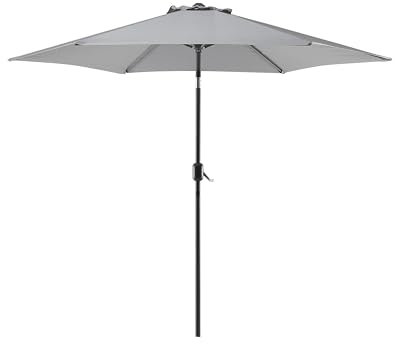Parasol de Jardin 270 cm en Bois et Tissu Polyester Gris Foncé Manivelle Varese