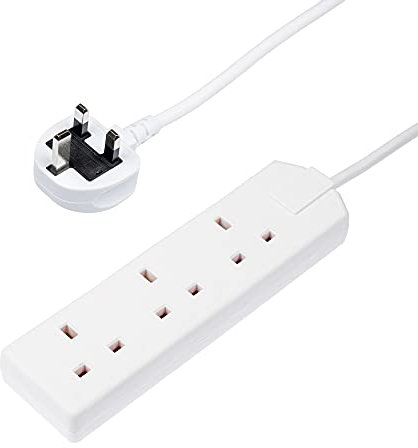 Invero® 3 Way Gang Triple Socket Power Mains Extension Lead 5M Metre Cable British Approved 13A Amps - White