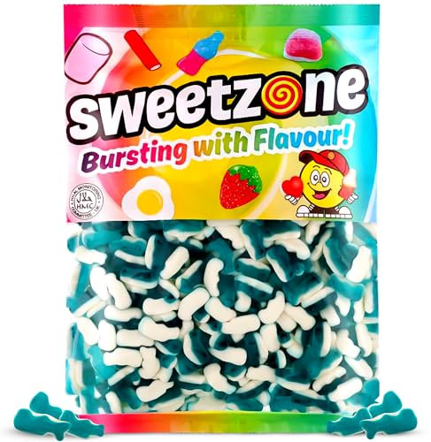 Sweetzone Mini Dolphin Sweets Fruit Jellies and Foam 1kg Bag, Irresistible Bursting Fruit Flavor - Blue Sweets with Delicious Jelly Fruits - Delightful Halal Sweets Snack for All Ages