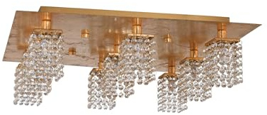 EGLO LED Deckenlampe Pyton Gold, Deckenleuchte, Stahl in goldfarben, Brillantglas in klar G9 Fassung