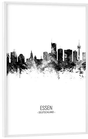artboxONE Poster mit weißem Rahmen 45x30 cm Städte Essen Germany Skyline BW - Bild Essen City Cityscape