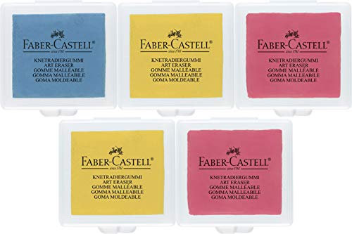Faber-Castell - Art Eraser Radiergummi (zufällige Farbe in gelb, rot oder blau | 5 Stück)