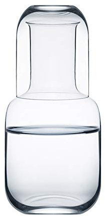 Sizikato Caraffa per acqua da comodino in vetro trasparente da 25 once con bicchiere di vetro.