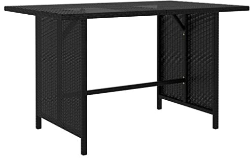 vidaXL Garten Esstisch Gartentisch Terrassentisch Tisch Gartenmöbel Balkontisch Outdoor Schwarz 110x70x65cm Poly Rattan Stahlgestell