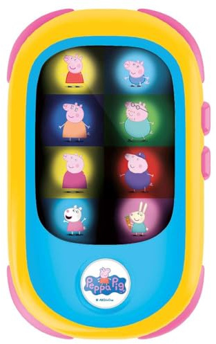 Lisciani - PEPPA PIG - Nachgemachtes Smartphone-Spielzeug für Babys - LED-Lichtanzeige auf dem Bildschirm mit Zauberspiegel - Überträgt Cartoon-Musik - Spaß ab 12 Monaten