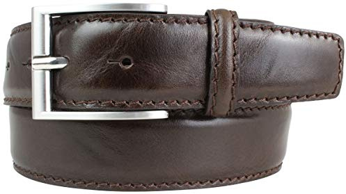 BELTINGER Gürtel aus Vollrindleder mit Naht 4 cm | Ledergürtel für Damen Herren 40mm | Bombierter Jeans-Gürtel Schnalle Silber