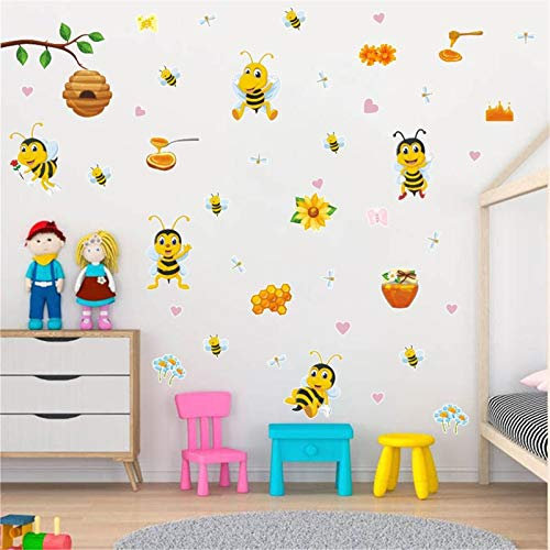 Glücksvogel Wandaufkleber Biene Deko Wandtattoo Selbstklebend Wandsticker Wand Aufkleber Wanddeko Wandbilder für Kinder Mädchen Junge Kinderzimmer Spielzimmer Schlafzimmer Dekorationen (A, One Size)