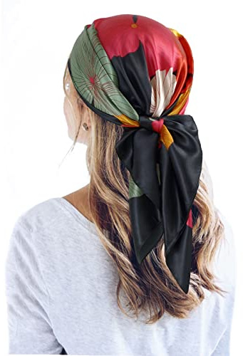 QBSM 35'' Satin Seidentuch – Großes Quadratisches Kopftuch für Frauen, Seidenschal für Haar, Schlaf & Hals (90x90cm)