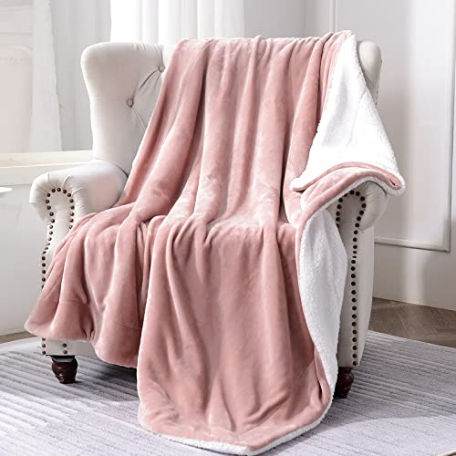 SOCHOW – Couverture polaire sherpa, double face, super douce et luxueuse, taille couvre-lit, rose pâle, 127 x 152 cm