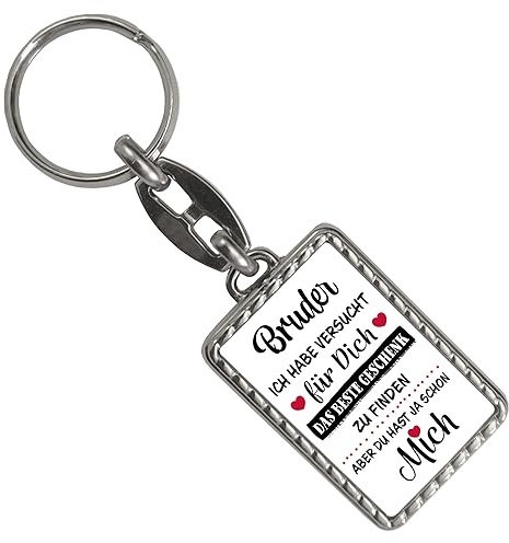 speecheese Bruder - das beste Geschenk für dich bin ich Schlüsselanhänger mit Bordüre ein schöner Schlüsselring als besondere Geschenkidee für ein Familienmitglied die von Herzen kommt