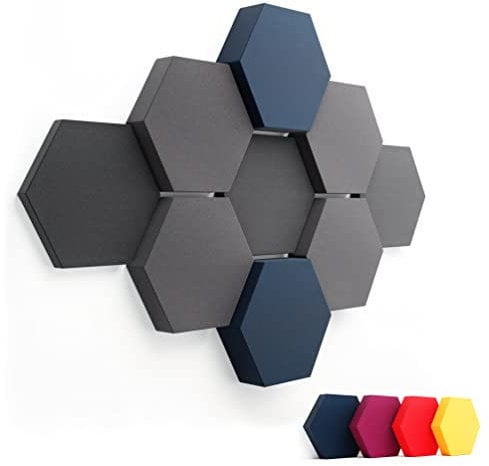 FENNEXT® Schallabsorber Akustikpaneele [9 Stk.] für spürbar reduzierte Geräusche I Modernes Akustikbild aus Hexagon Akustikplatten I Unbedenkliche Wand Paneele hergestellt in der EU I 3D Panels