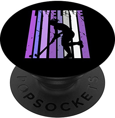 Retro Live Love Field Hockey Geburtstag Silhouette bunt PopSockets mit austauschbarem PopGrip