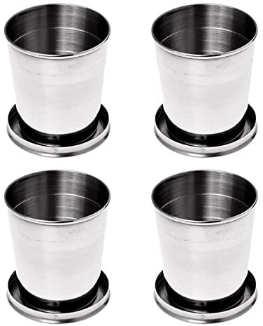 Lodokdre 4 vasos plegables de acero inoxidable de 240 ml, para exteriores