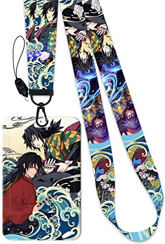 Kivenda Anime Schlüsselband mit Ausweishalter für Tomioka Giyuu Slayer Umhängeband für Schlüssel Schlüsselanhänger Handyband Ausweishalter, Tomioka Giyuu
