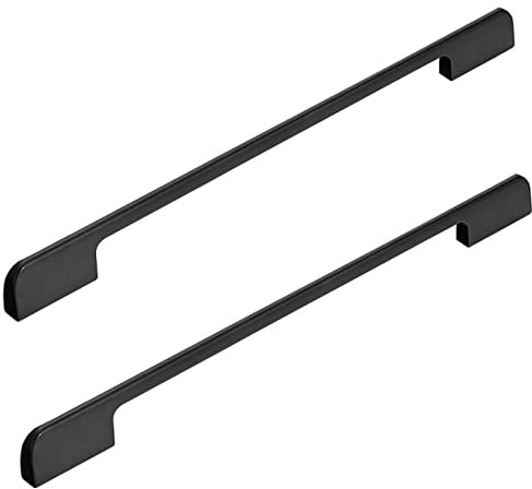 SZLXJMFL Möbelgriff Schwarz Lang,2 Stück Schrankgriffe Modern,Massive Aluminiumlegierung | Eloxierte Oberfläche, Länge:60-1000mm Bügelgriff, Schrank Zieht Griffe Küchenschrank Türgriffe-210mm/8.2in