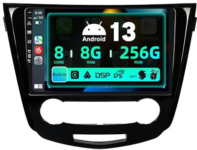 SXAUTO ¦ 8G+256G ¦ Android 14 IPS Autoradio Per Nissan Qashqai J11 X-Trail Rouge (2014-2018) - Senza fili Carplay & Android Auto - Camera + MIC - DAB Fast-boot Volante 360-CAM DSP - 2 Din 10.1 Pollici