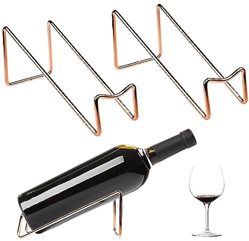 2 Pezzi Porta Bottiglie di Vino, Portabottiglie in Metallo, Portabottiglie Vino da Terra, Portabottiglie Acqua Impilabili, per Accessori Bar Casa, Ripiani, Frigorifero per Gli Amanti del Vino