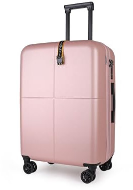 JLY Ensemble de valises noires de qualité supérieure en polycarbonate Bayer 100 % allemand avec serrure de sécurité TSA Roues ultra silencieuses, rose, M (68cm), 1 pièce