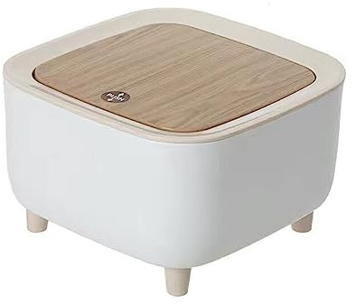 Uposao Poubelle avec Couvercle De Presse Poubelle Imitation Grain De Bois Haut Pied Panier À Déchets Moderne Poubelle pour La Maison Chambre Salle De Bain Hôtel Cuisine, 2L