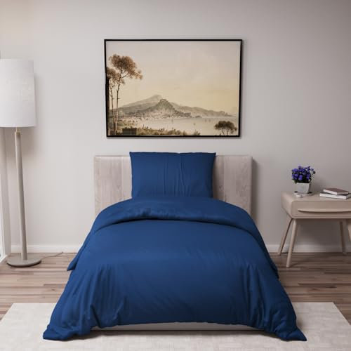 Dreamzie - Bettwäsche Set 140x200 cm mit 1 Kissenbezügen 65x65 cm Dunkelblau - Bettbezug 140x200 Einzelbett aus 100% Mikrofaser - Zertifiziert ohne Chemikalien (Oeko TEX)