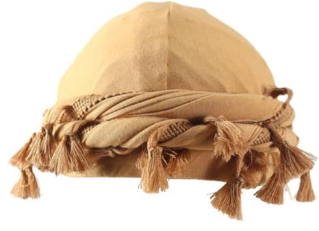 HIQIU Vintage Turban Durag Herren, Satin Gefüttert Stretch Kopf Halstuch, Twist Turban Durag Kopftuch Hut für Männer (Erdiggelb)